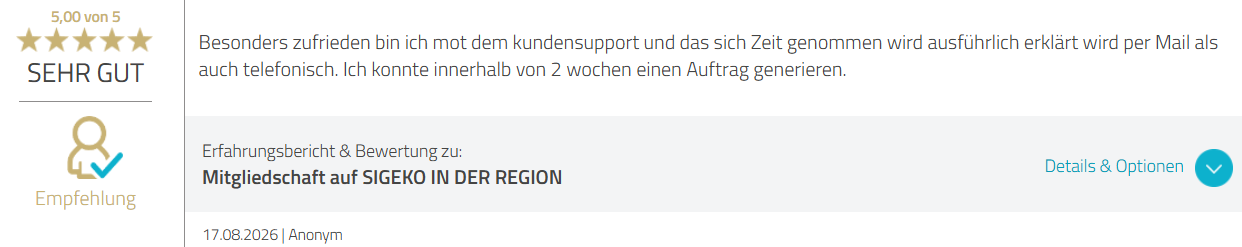 Kontakt SIGEKO IN DER REGION Erfahrung