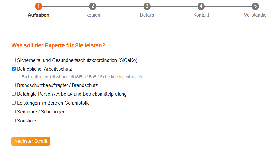 Angebotsanfrage Fachkraft für Arbeitssicherheit